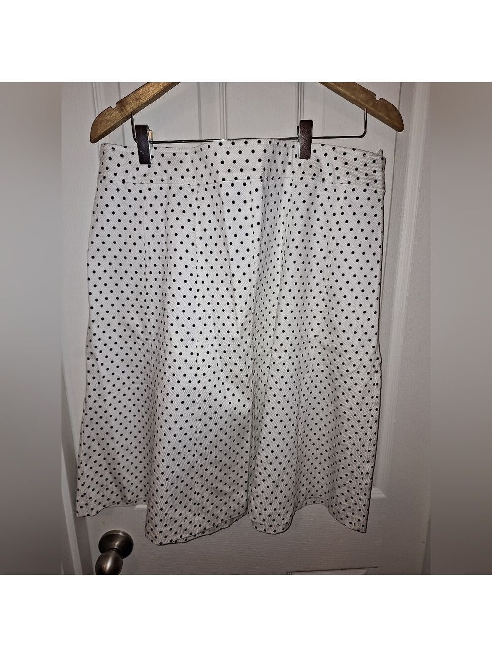 Susan Graver White and Black Polka Dot Skirt